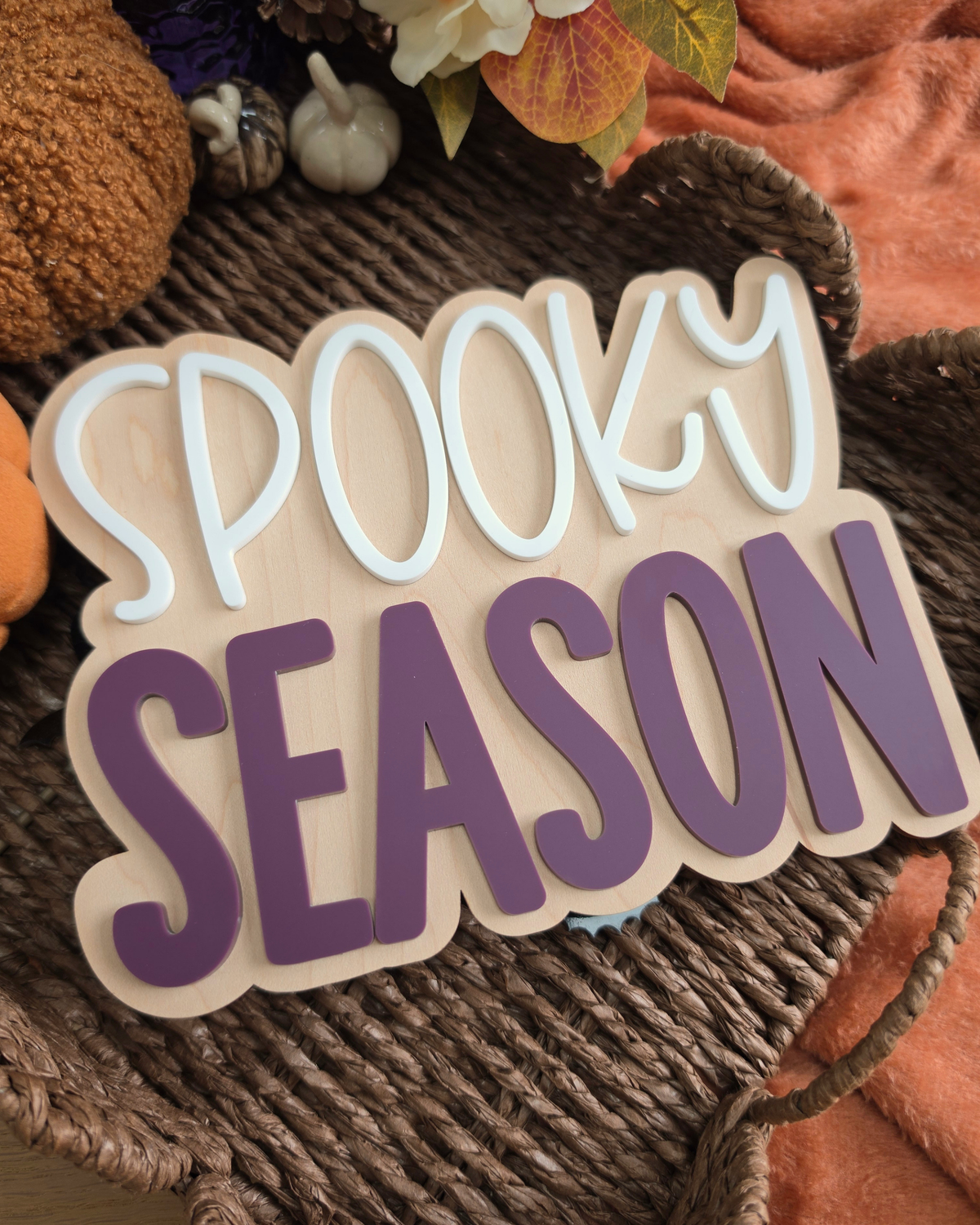 Custom Colour Spooky Season Wall Sign - Wooden and Acrylic Halloween Decor