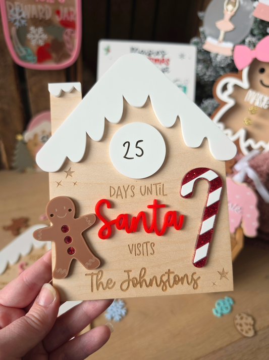 Personalised Gingerbread House Countdown - Wooden and Acrylic Plaque