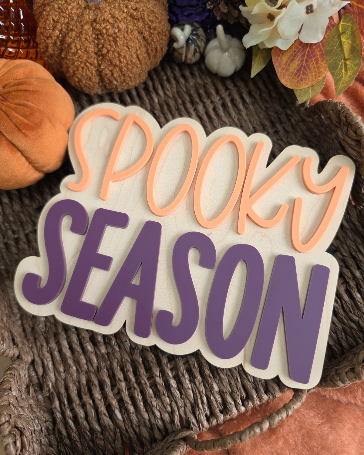 Custom Colour Spooky Season Wall Sign - Wooden and Acrylic Halloween Decor