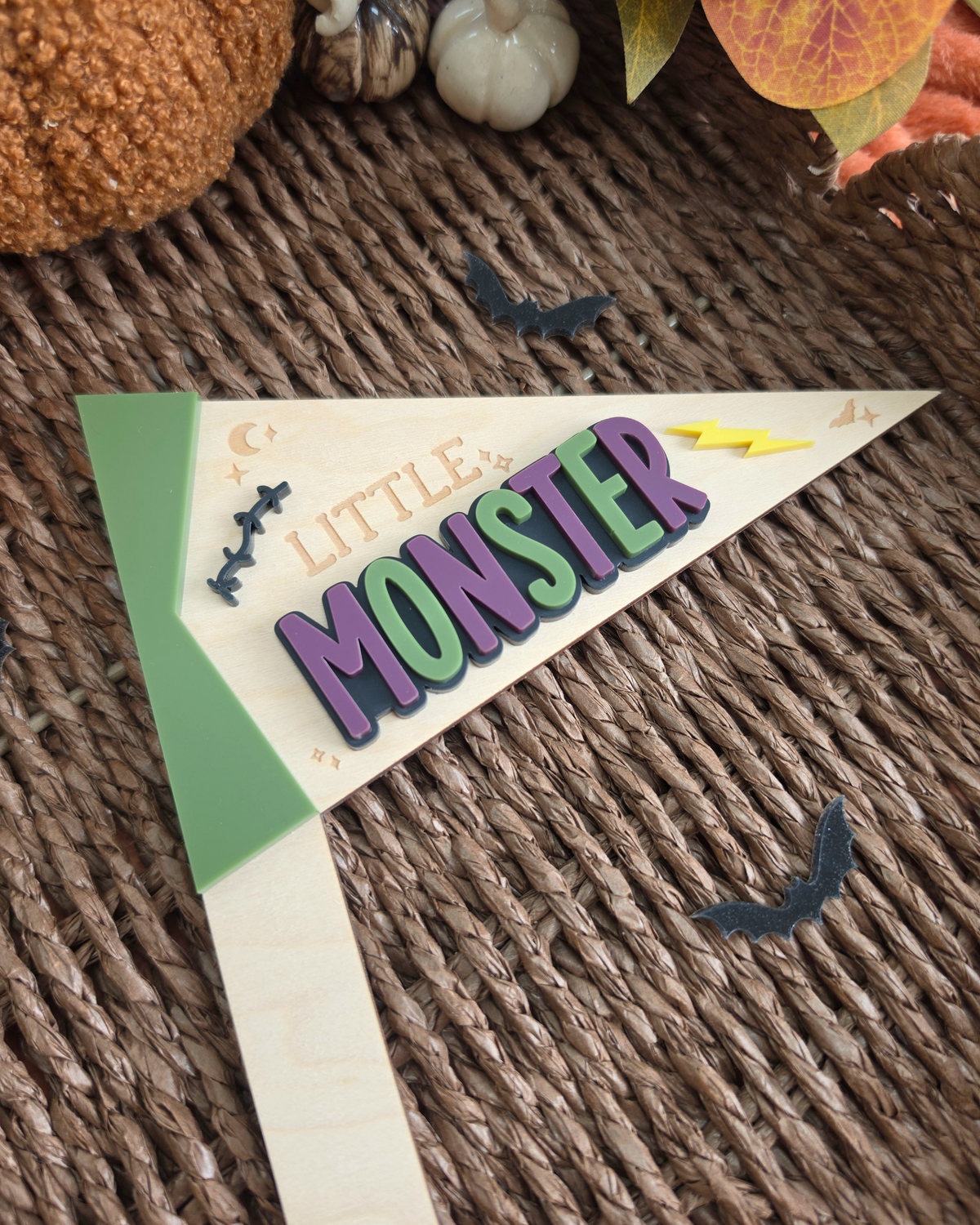 Cutest Pumpkin and Little Monster Pennant Flags - Halloween Photo Prop Signs