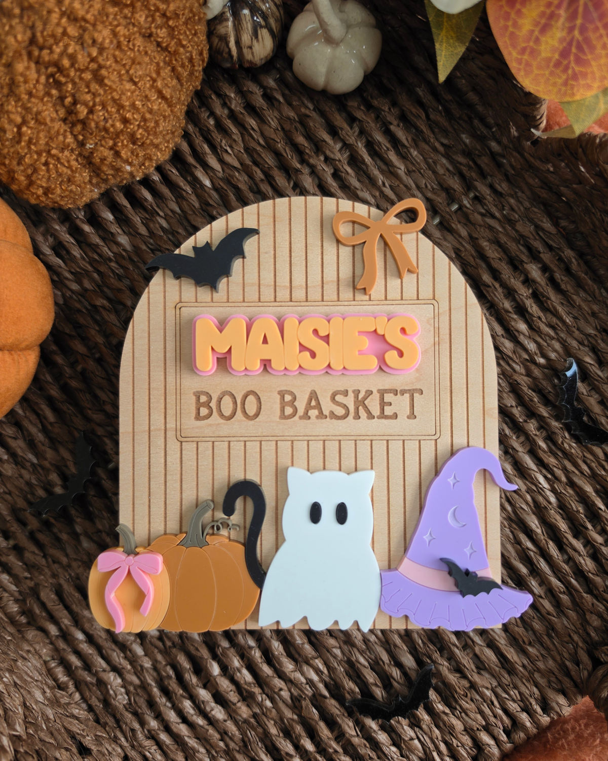 Spooky Cute Interchangeable Crate and Boo Basket Plaque