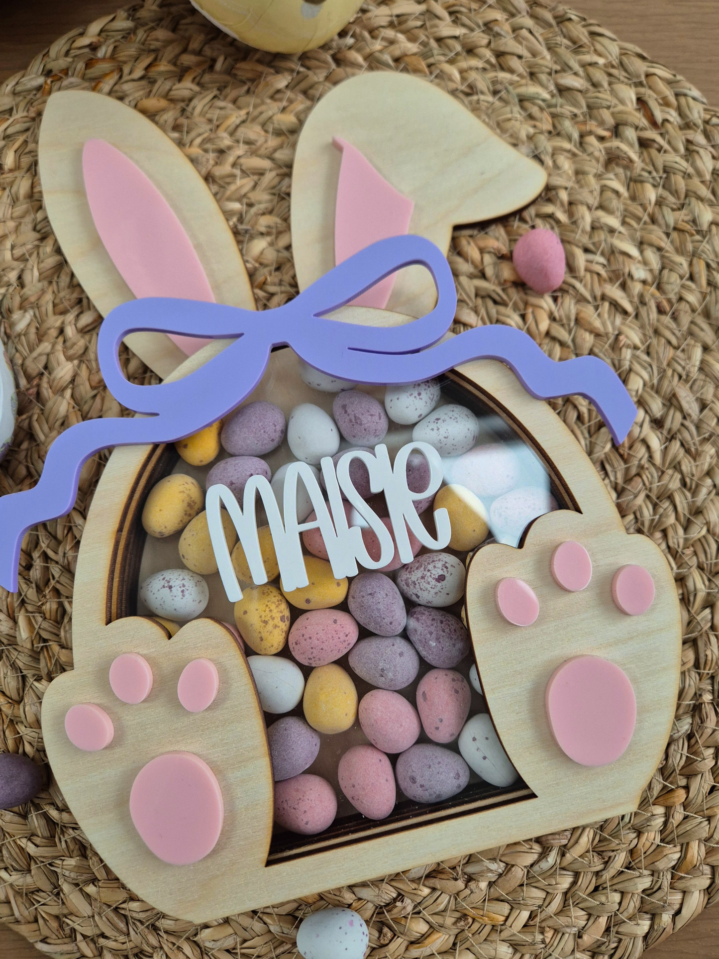 Easter Bunny Chocolate Box - Personalised Wooden and Acrylic Decoration