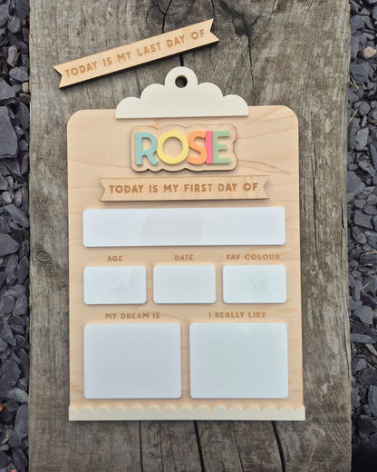 Clipboard Back to School Interchangeable Sign - Personalised First and Last Day of School Board