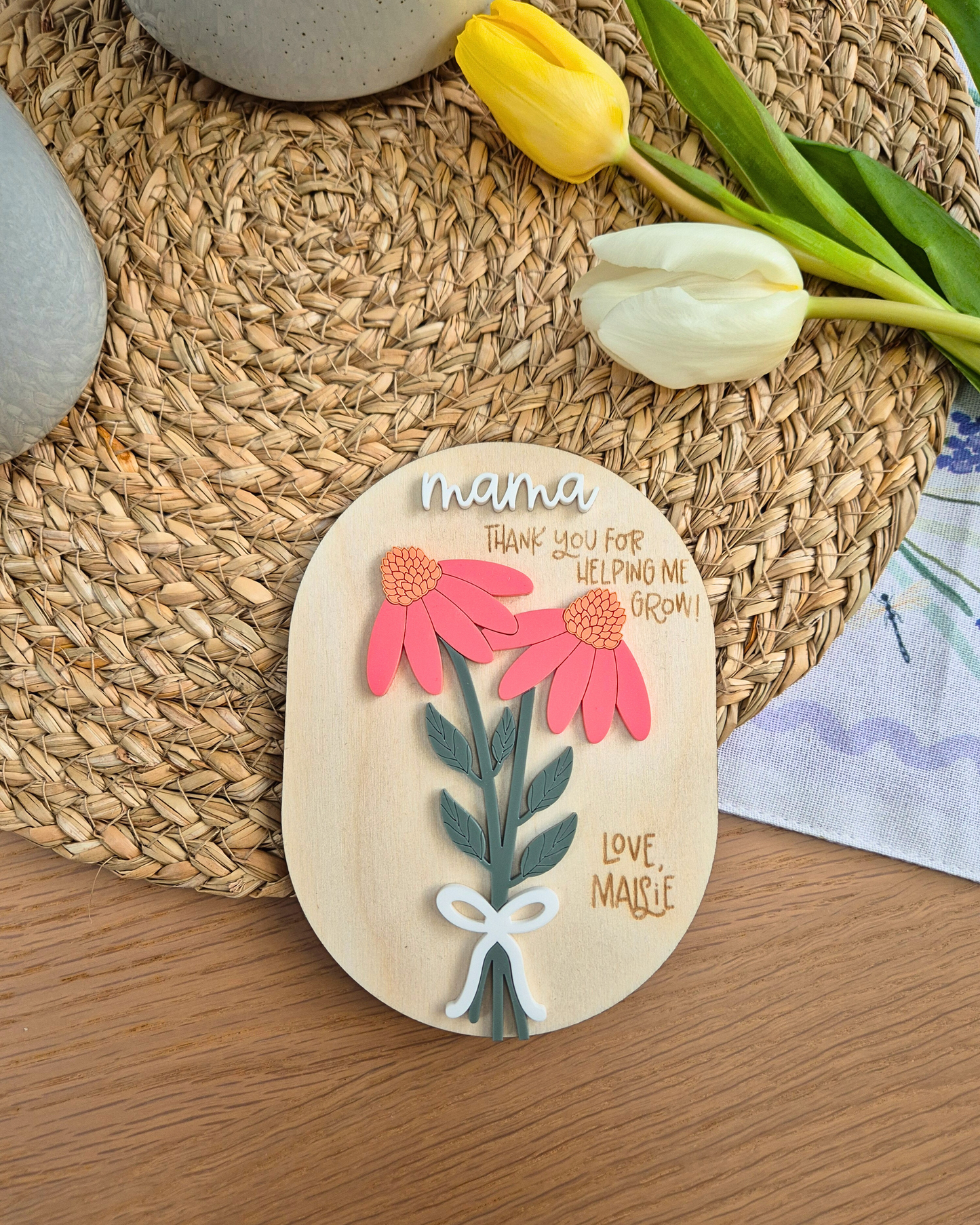 Personalised Floral Mother’s Day Magnet – “Thank You for Helping Me Grow”