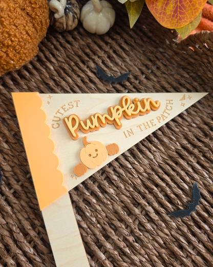 Cutest Pumpkin and Little Monster Pennant Flags - Halloween Photo Prop Signs