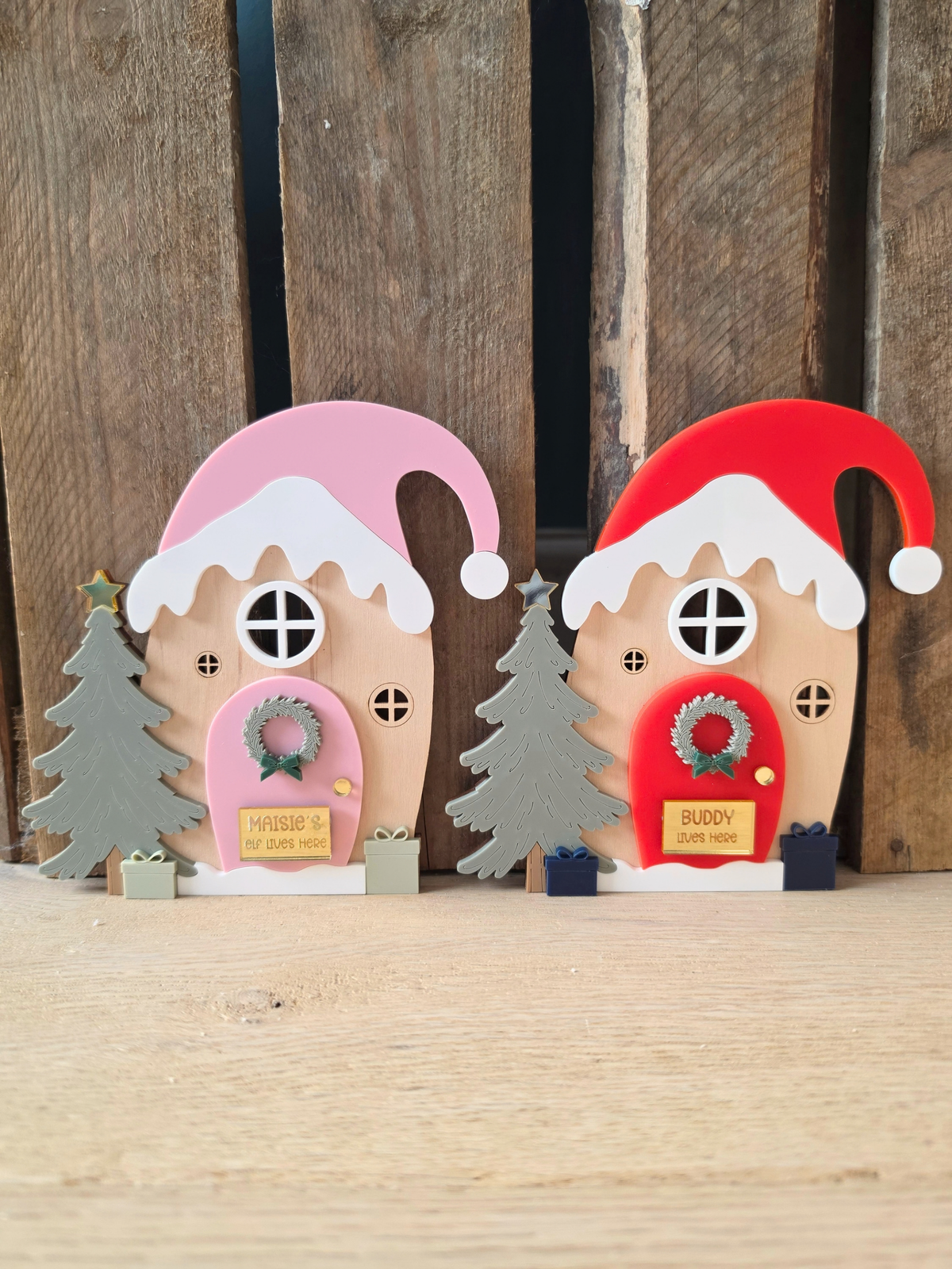 Personalised Magical Elf House - Custom Colour Wooden and Acrylic Decoration