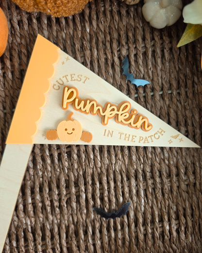 Cutest Pumpkin and Little Monster Pennant Flags - Halloween Photo Prop Signs