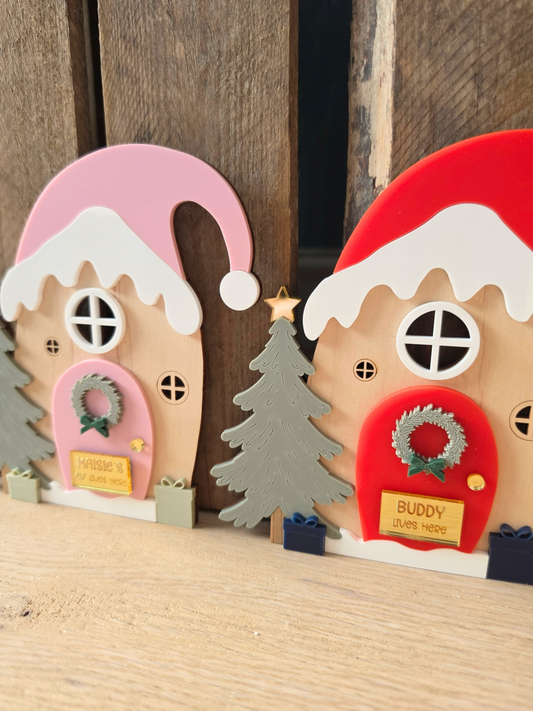 Personalised Magical Elf House - Custom Colour Wooden and Acrylic Decoration