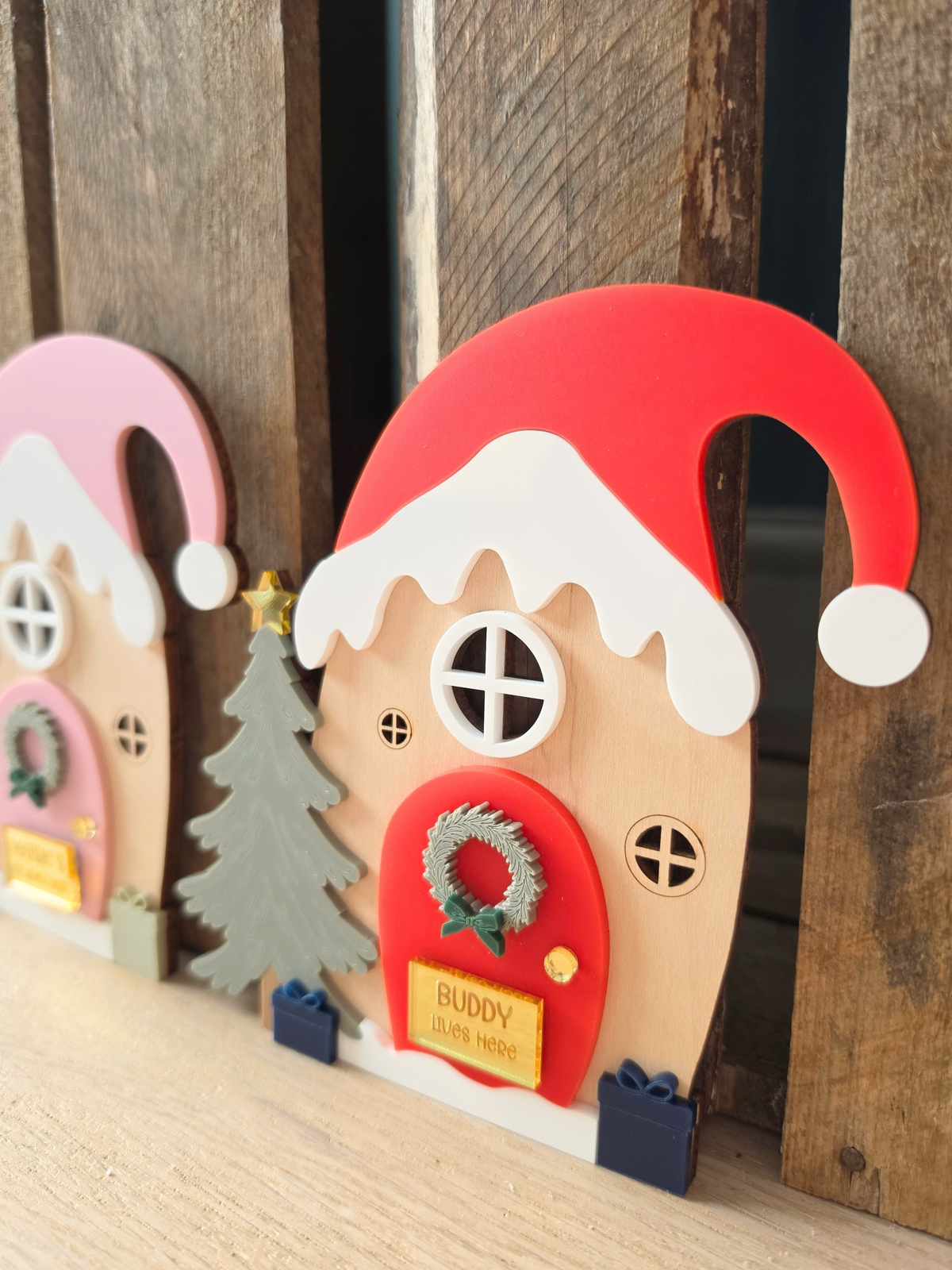 Personalised Magical Elf House - Custom Colour Wooden and Acrylic Decoration