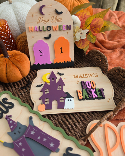 Haunted House Interchangeable Crate and Boo Basket Plaque