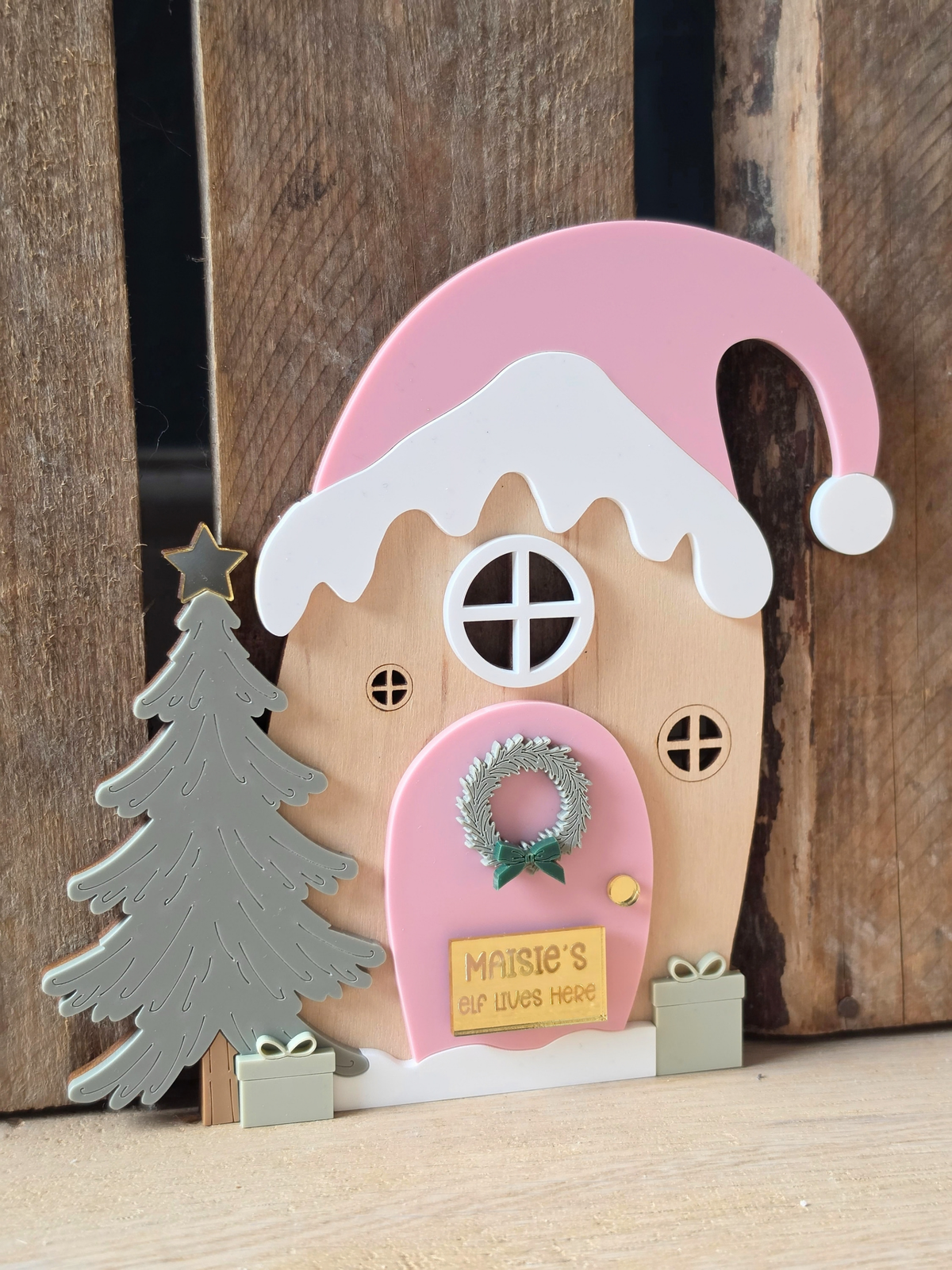 Personalised Magical Elf House - Custom Colour Wooden and Acrylic Decoration