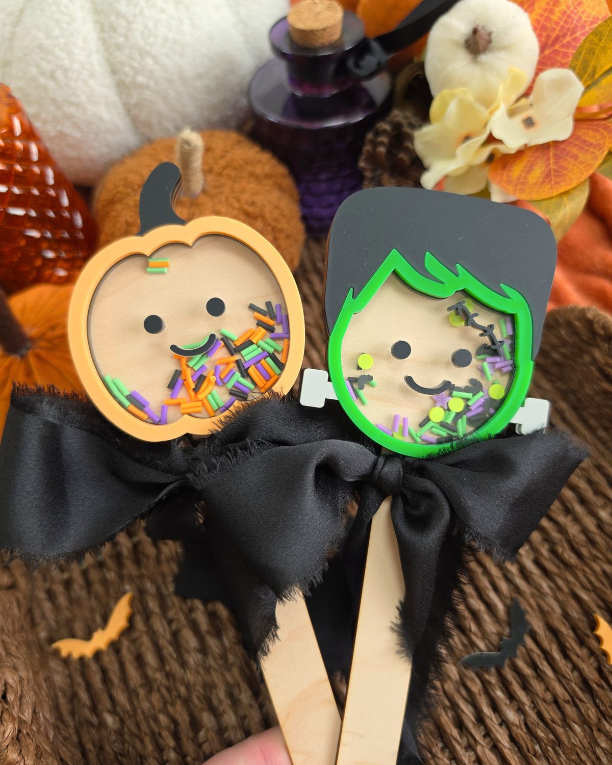 Pumpkin and Franky Shaker Wands - Boo Basket Filler