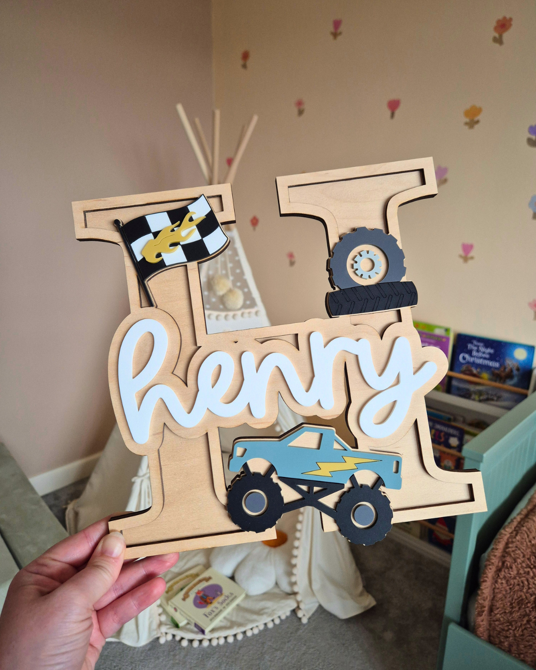 Monster Truck Monogram - Personalised Wooden and Acrylic Name Sign