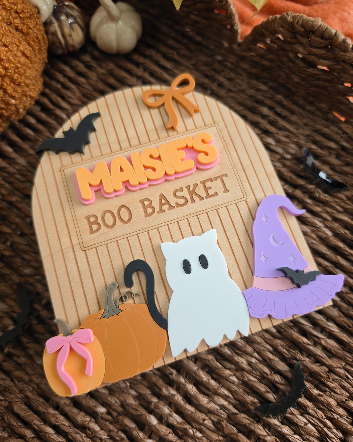 Spooky Cute Interchangeable Crate and Boo Basket Plaque