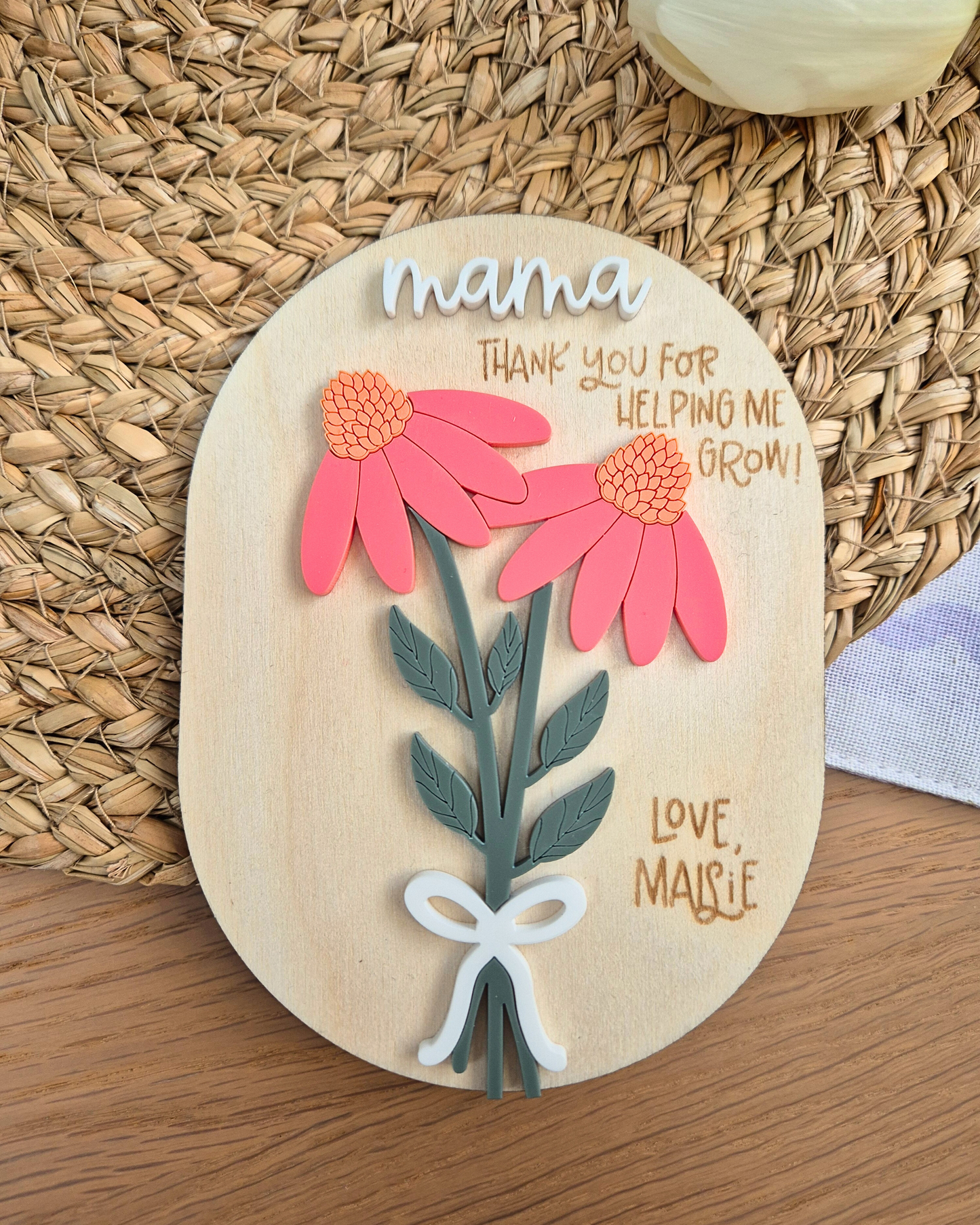 Personalised Floral Mother’s Day Magnet – “Thank You for Helping Me Grow”