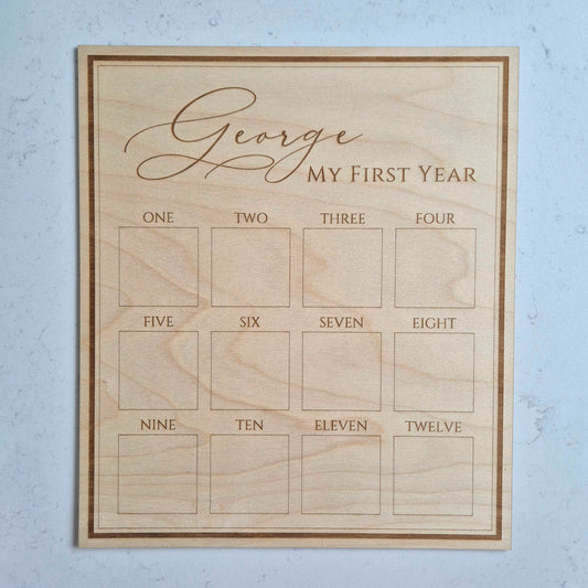 Vintage My First Year Photo Board - Elegant Monthly Milestone Photo Prop