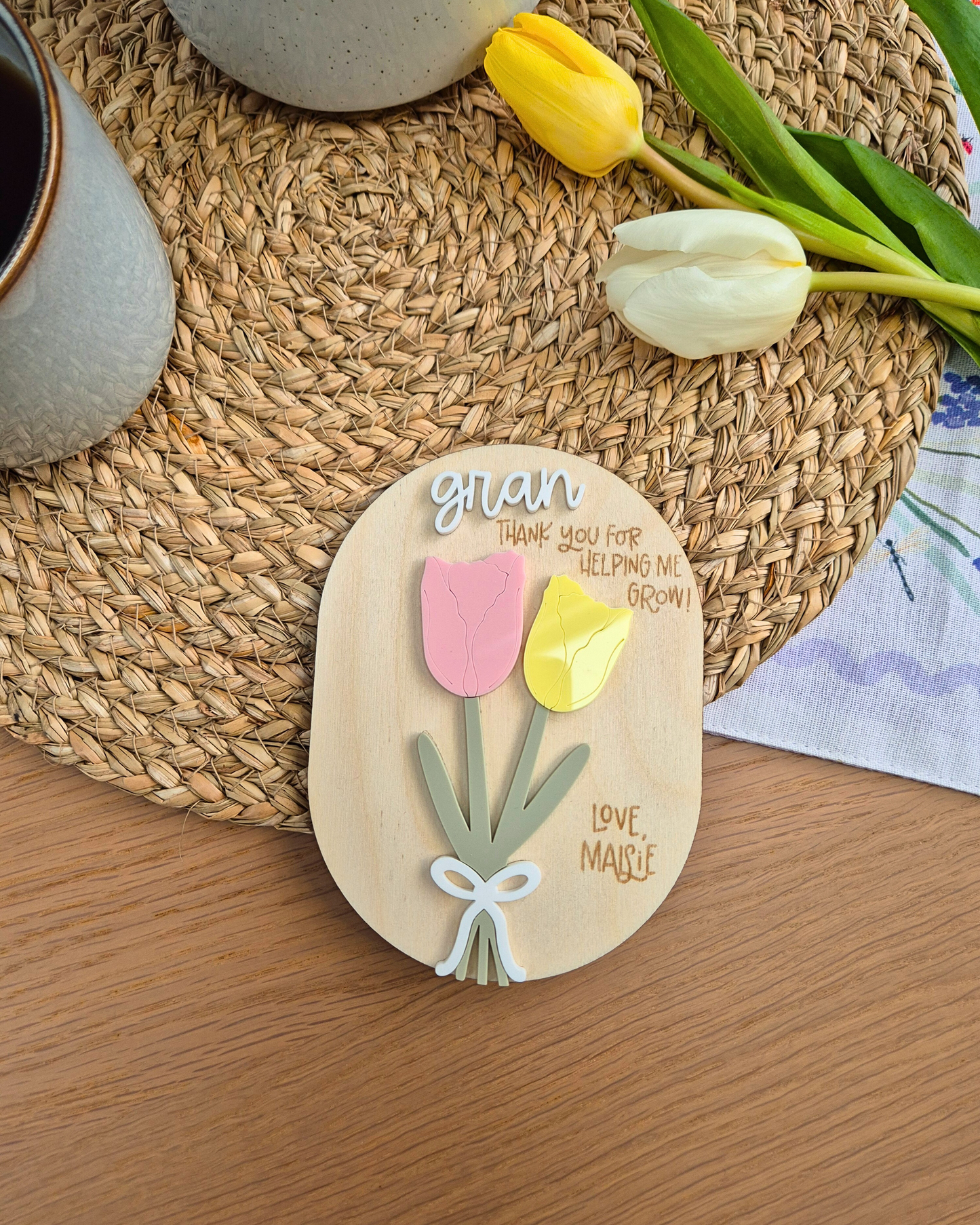 Personalised Floral Mother’s Day Magnet – “Thank You for Helping Me Grow”