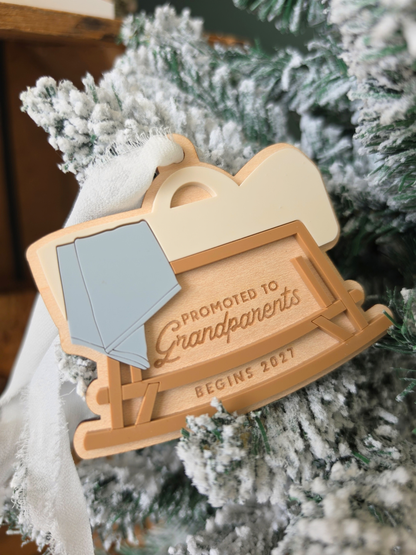 Promoted to Grandparents Tree Decoration - Christmas Pregnancy Announcement Gift