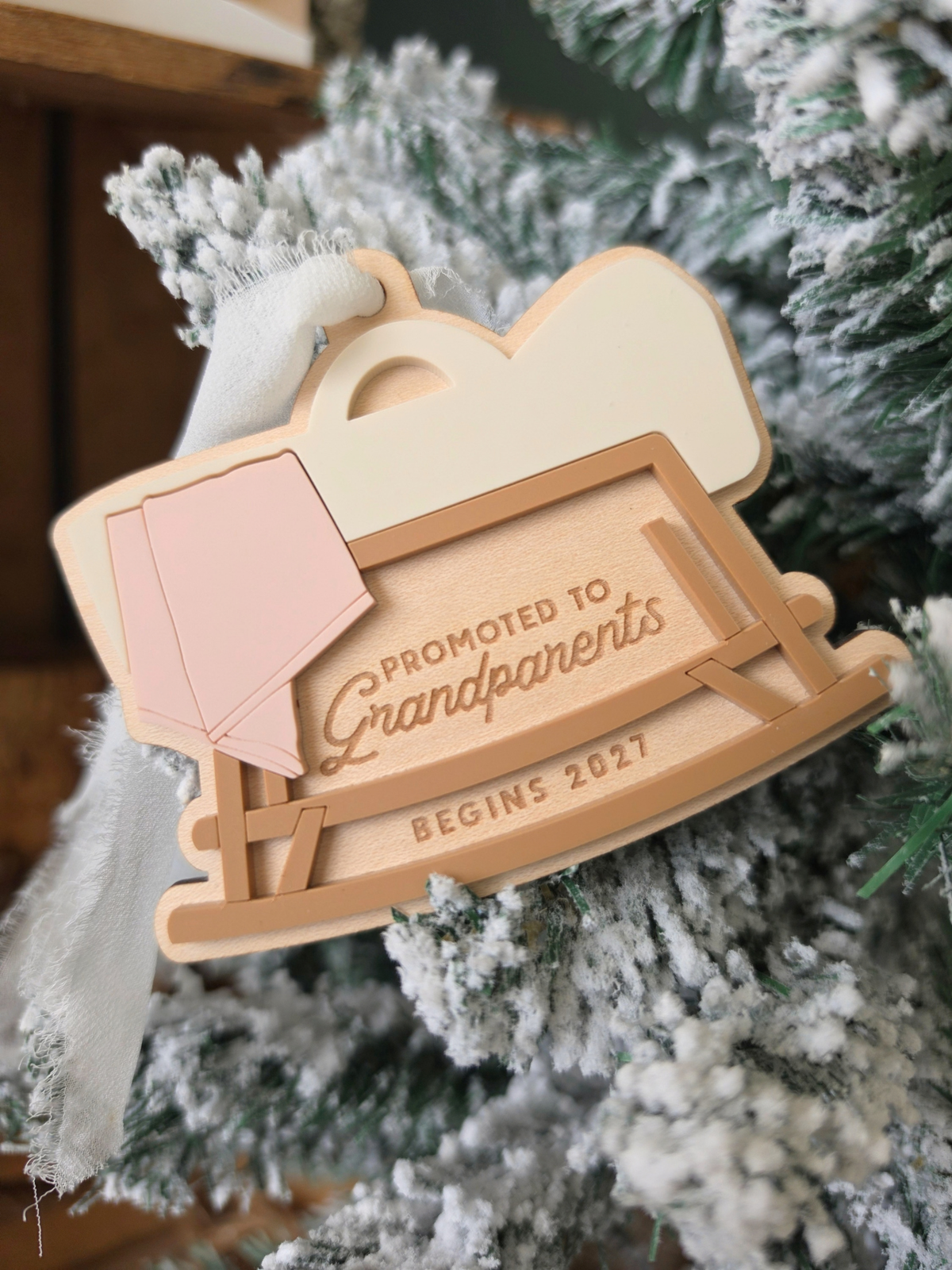 Promoted to Grandparents Tree Decoration - Christmas Pregnancy Announcement Gift