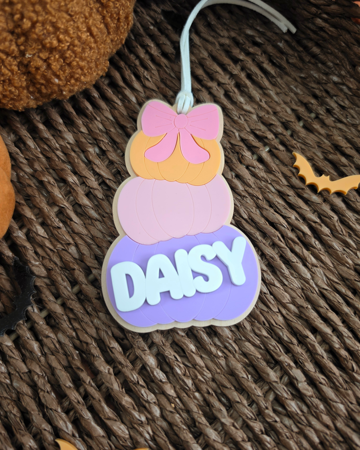 Stacked Pumpkin Boo Basket Name Tag