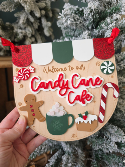 Candy Cane Cafe Sign - Personalised Christmas Play Kitchen Sign