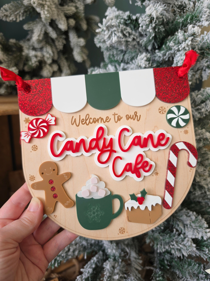 Candy Cane Cafe Sign - Personalised Christmas Play Kitchen Sign