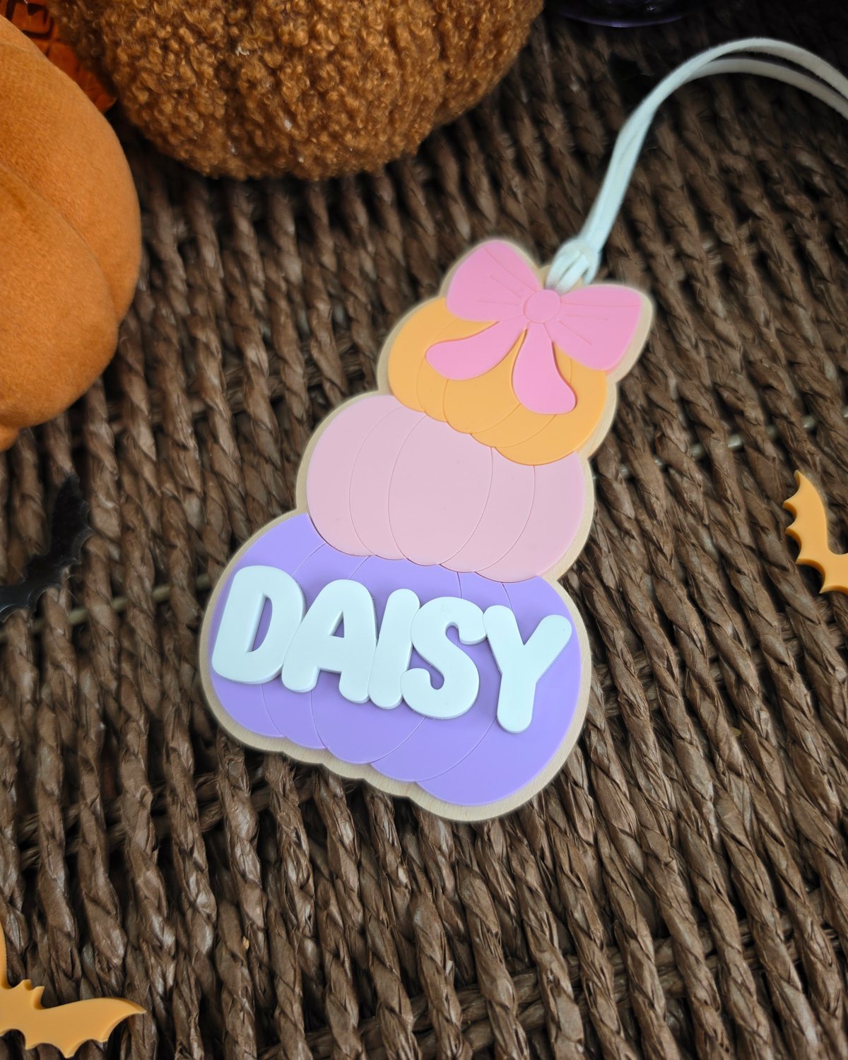 Stacked Pumpkin Boo Basket Name Tag