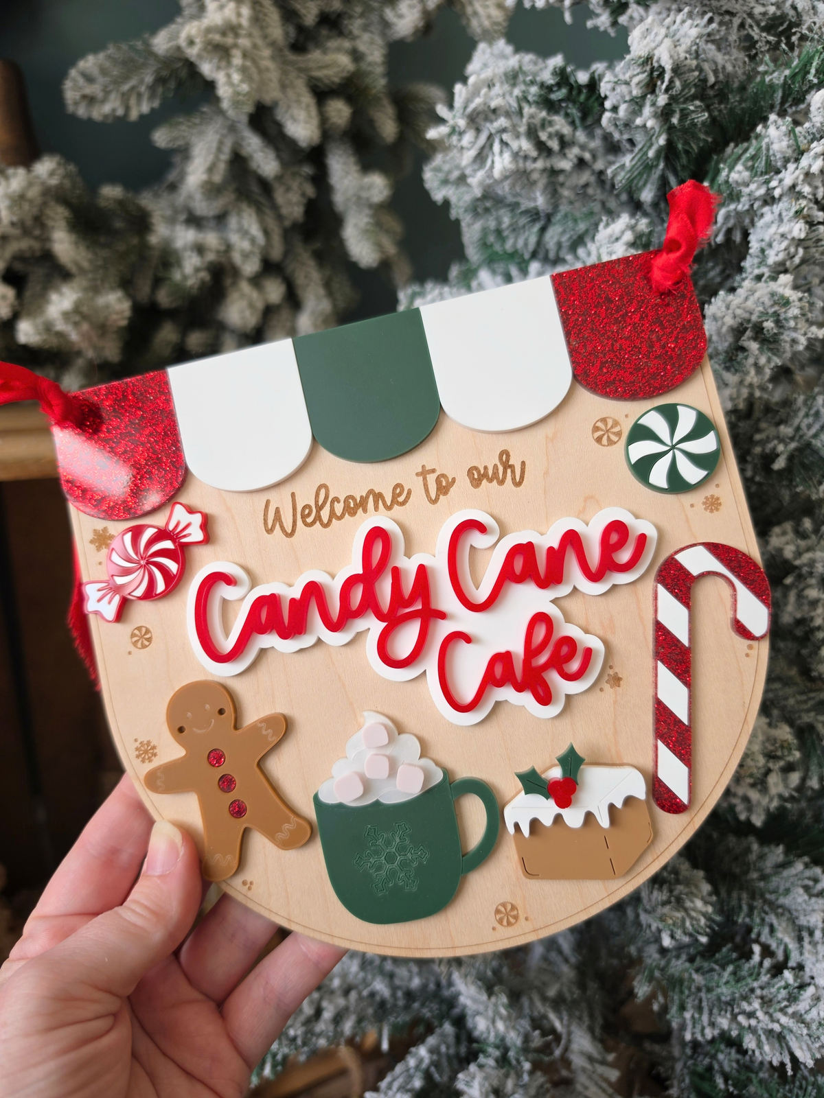 Candy Cane Cafe Sign - Personalised Christmas Play Kitchen Sign