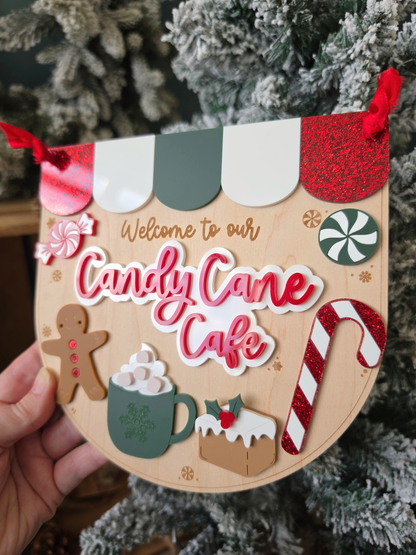 Candy Cane Cafe Sign - Personalised Christmas Play Kitchen Sign