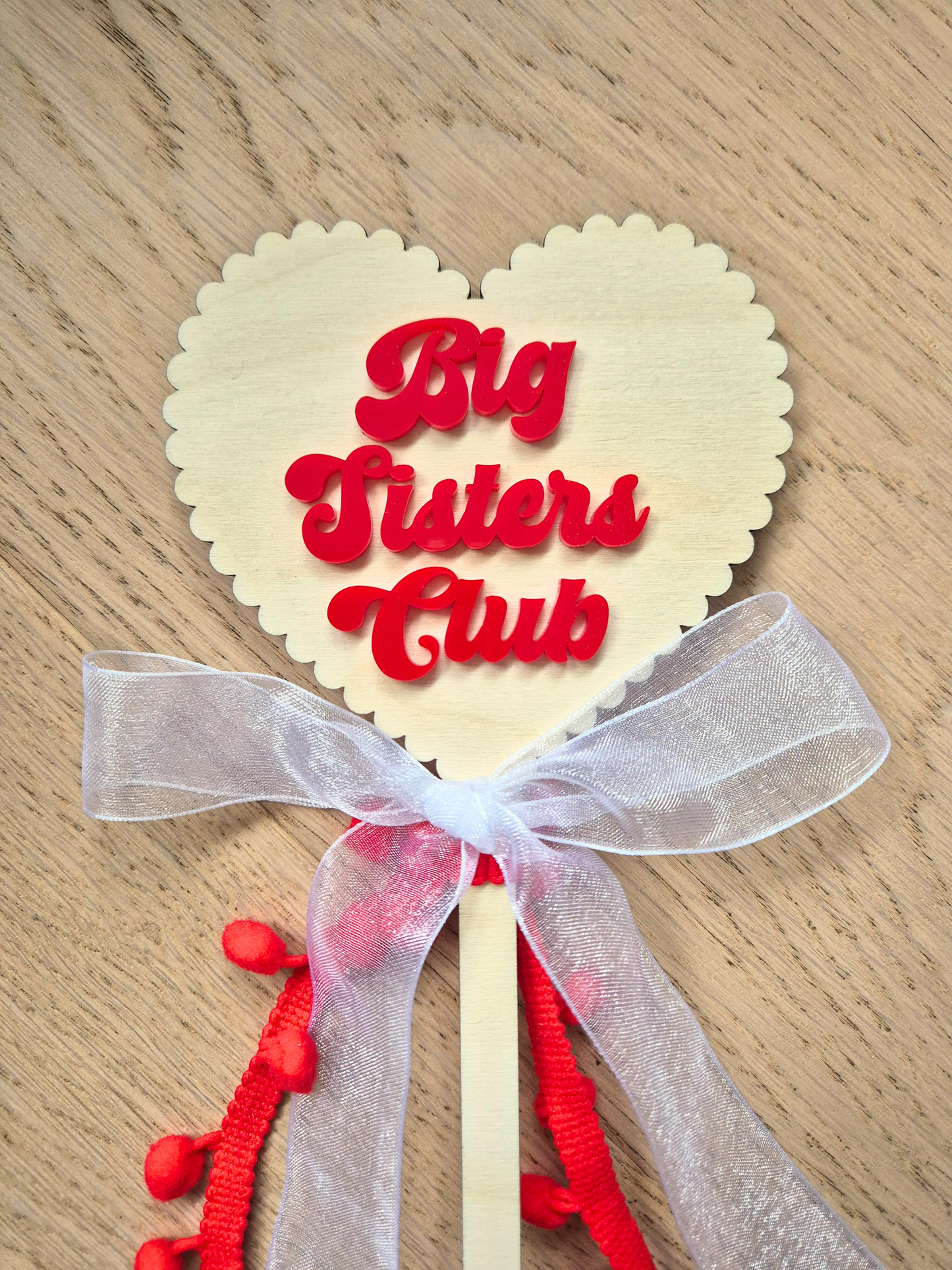 Valentine's Retro Scallop Heart Shaped Wand - Custom Phrase Photo Prop