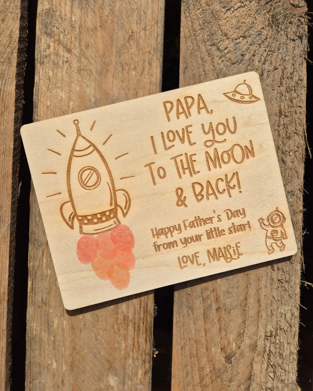 Love You to the Moon Fingerprint Magnet - Personalised Father's Day Gift