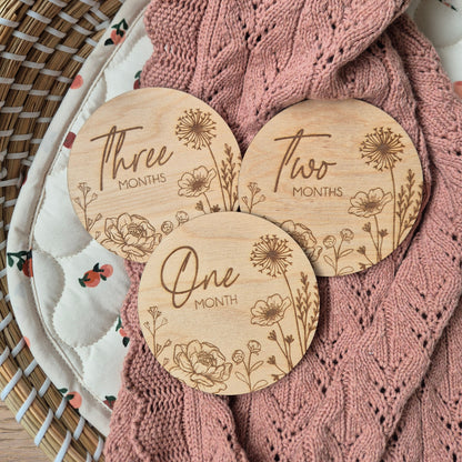 Floral Baby Monthly Milestone Discs