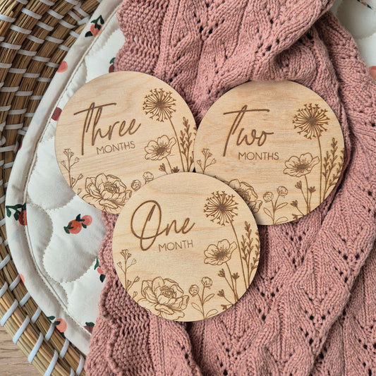 Floral Baby Monthly Milestone Discs