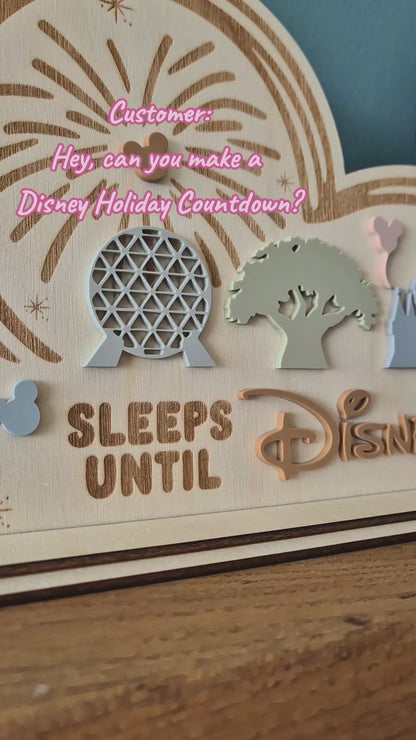 Disney World Holiday Countdown | Large Acrylic and Engraved Wood Reusable Sign