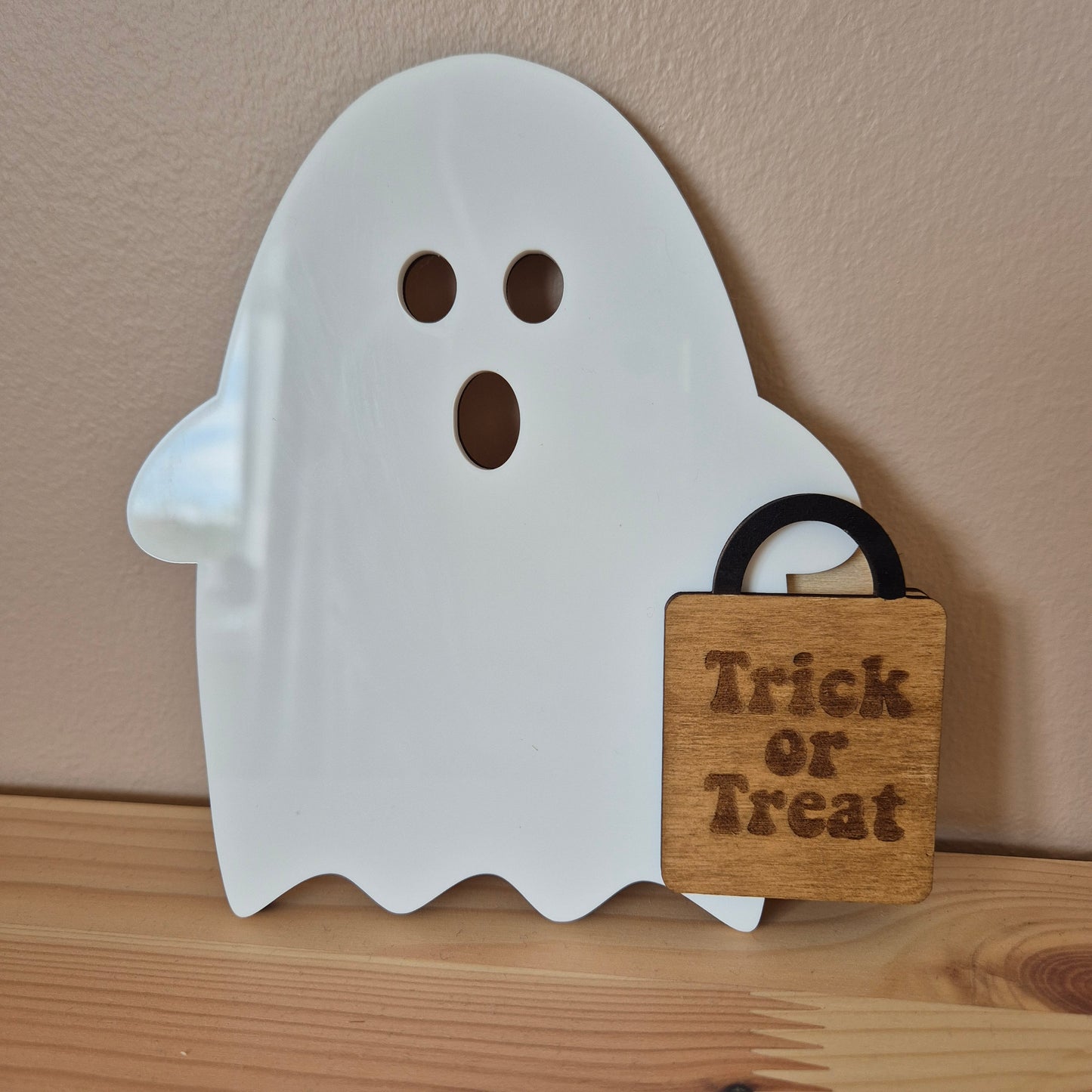 Trick or Treat Ghost | Wooden and Acrylic Layered Wall Decoration