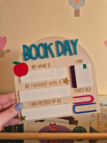 Book Day Acrylic Writable Board - School Reading Day Reusable Wooden Sign