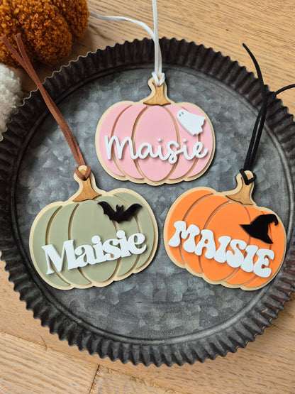 Personalised Pumpkin Boo Basket Name Tags | Wooden and Acrylic Decoration