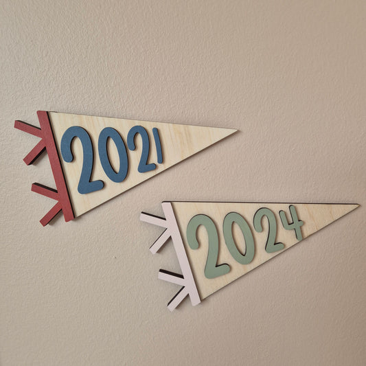 Birth Year Wooden Pennant Flag - Personalised Keepsake Banner
