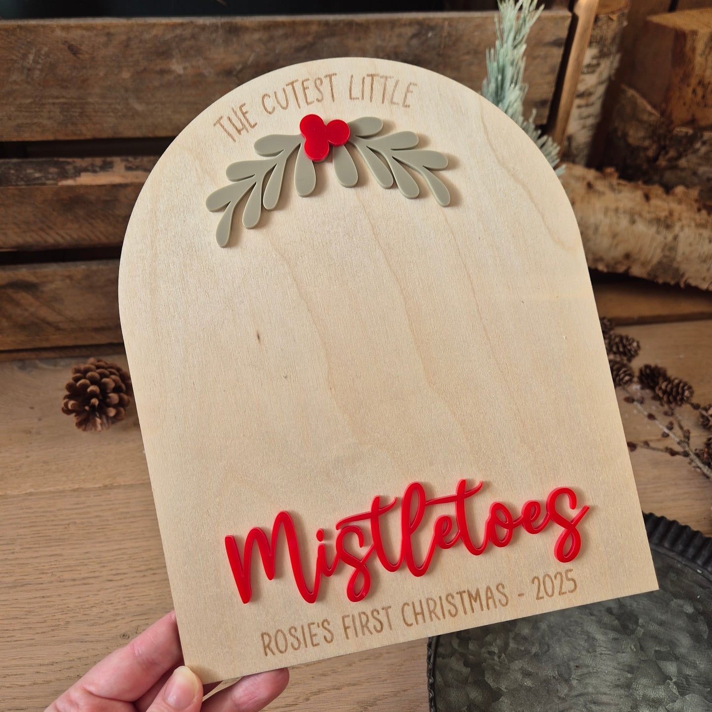 Our Cute Little Mistletoes Sign - Personalised Baby's First Christmas Footprints - Gift for Grandparents