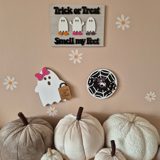 Spider Web Wooden Wall Decoration | Hand-painted Round Sign