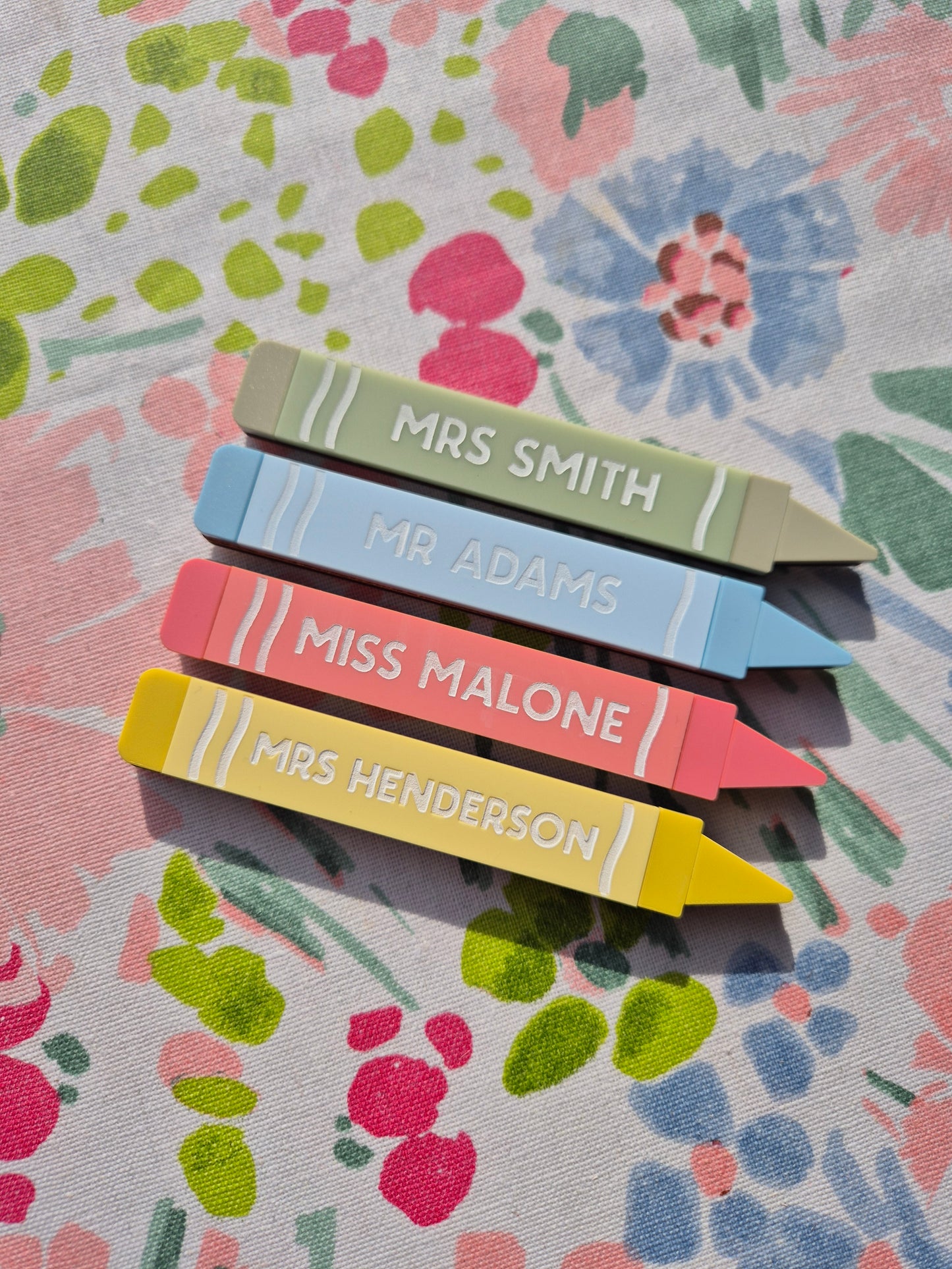 Set of 4 Personalised Retro Crayon Magnets - Custom Colour Acrylic and Wooden Gift