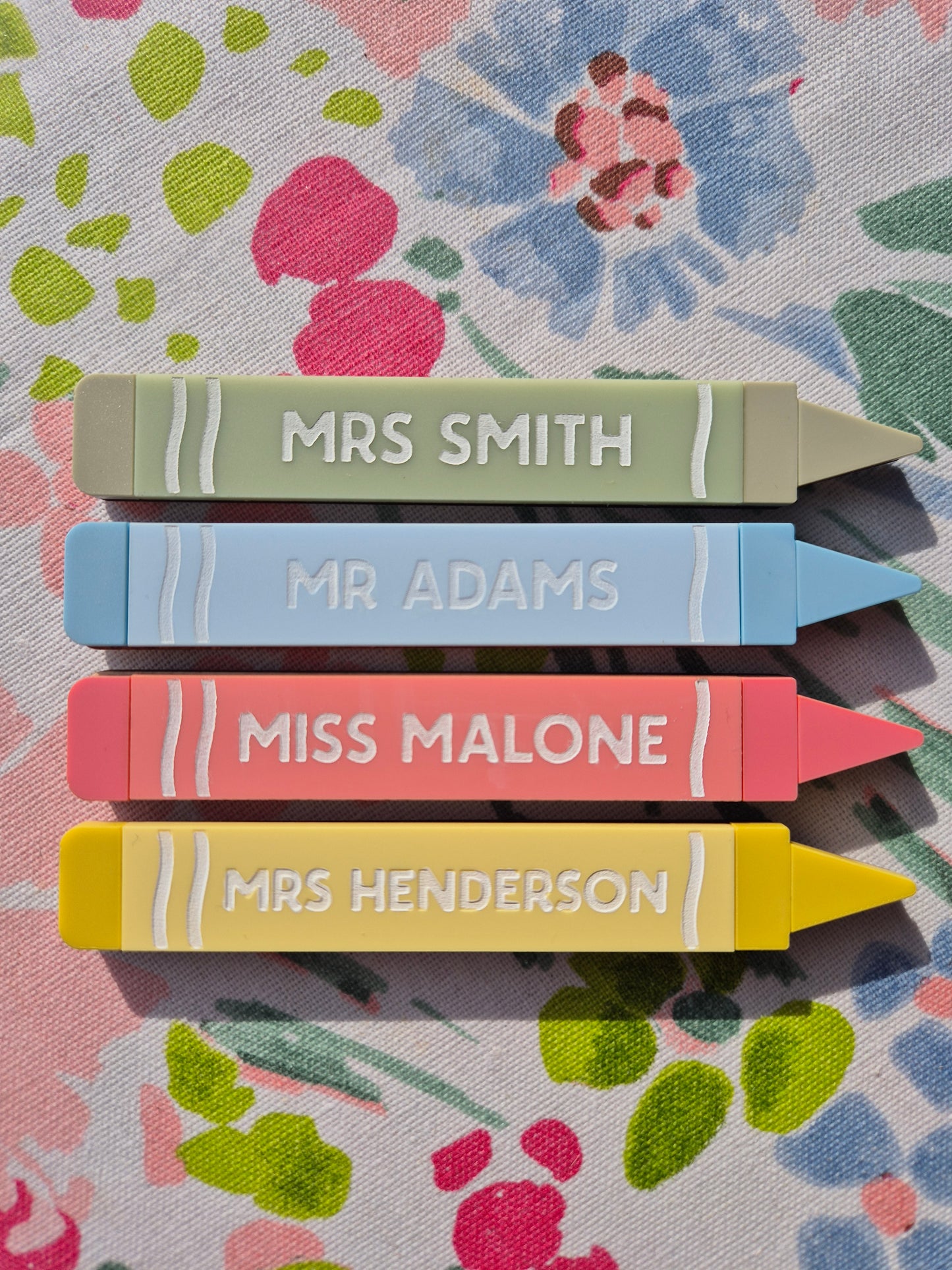 Set of 4 Personalised Retro Crayon Magnets - Custom Colour Acrylic and Wooden Gift