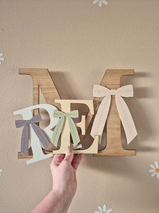 Personalised Monogram Letter with Floral Bow - Vintage Bedroom Decor
