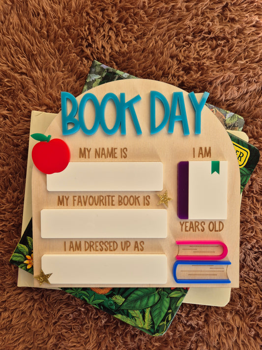 Book Day Acrylic Writable Board - School Reading Day Reusable Wooden Sign
