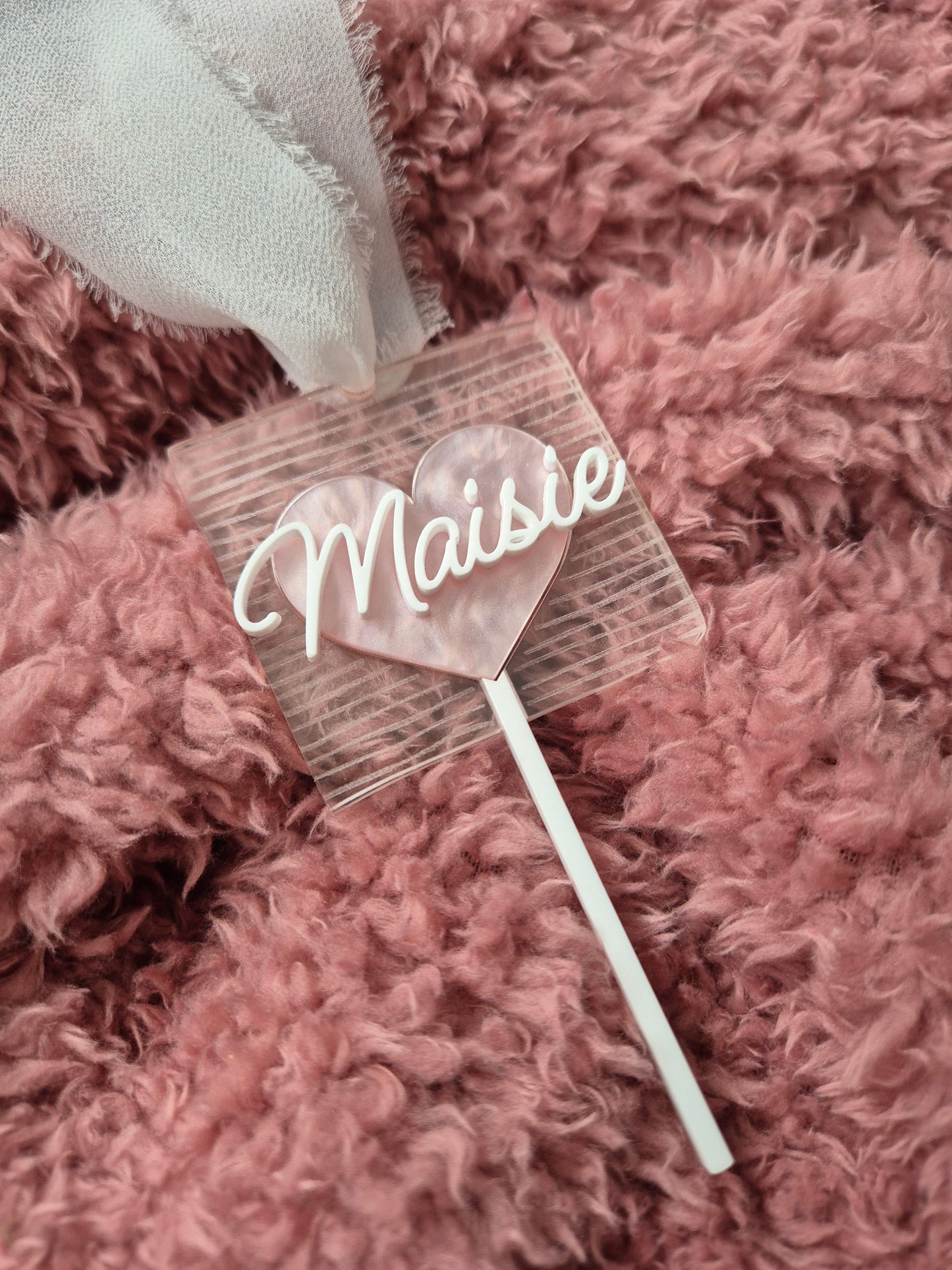 Personalised Valentine's Heart Lollipop Sucker Basket Name Tag