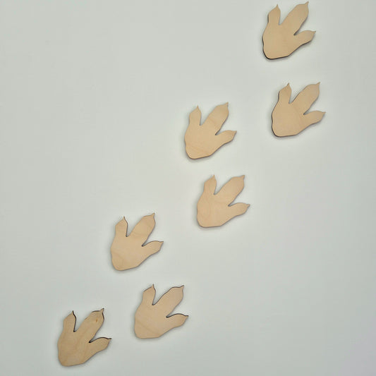 Dinosaur Footprint Wall Decals – Set of 7 Large Wooden Dino Feet Shapes