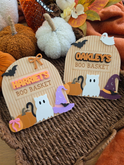 Spooky Cute Interchangeable Crate and Boo Basket Plaque - Dark Theme