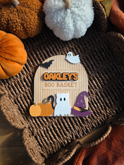 Spooky Cute Interchangeable Crate and Boo Basket Plaque - Dark Theme