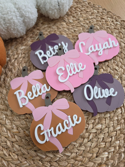 Pumpkin and Bow Personalised Boo Basket Tag