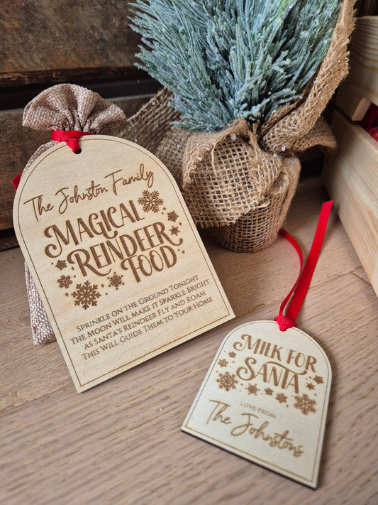 Christmas Traditions Milk for Santa - Personalised Christmas Eve Wooden Tag